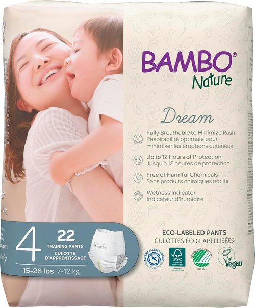 Bambo Nature Eco-Friendly Training Pants - Size 4 (15-31 Lbs) | 22 Count Pack