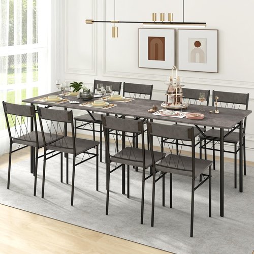 Giantex 5-Piece Breakfast Nook Set, 4 Dining Chairs, Metal Frame, Space-Saving Dinette Table Set for 4, Small Place, Kitchen Table Chairs Set of 4 (Grey)