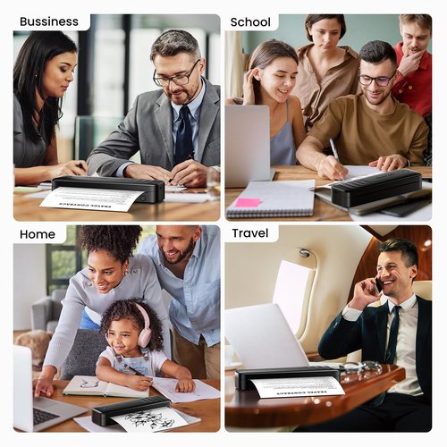 TATTMUSE 2025 Portable Printers Wireless for Travel, Inkless Thermal Printer Support 8.5" x 11"& A4, Mobile Printers with Carry Case, Bluetooth Portable Printer for Office,Travel,School,Car,Home,Black