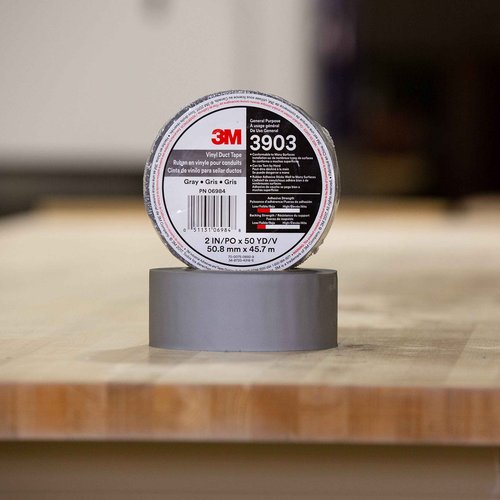 3M 3903 Vinyl Duct Tape Roll - 4 in. x 150 ft. Grey, Moisture, Chemical Resistant, Rubber Adhesive Tape with Embossed Vinyl Backing.