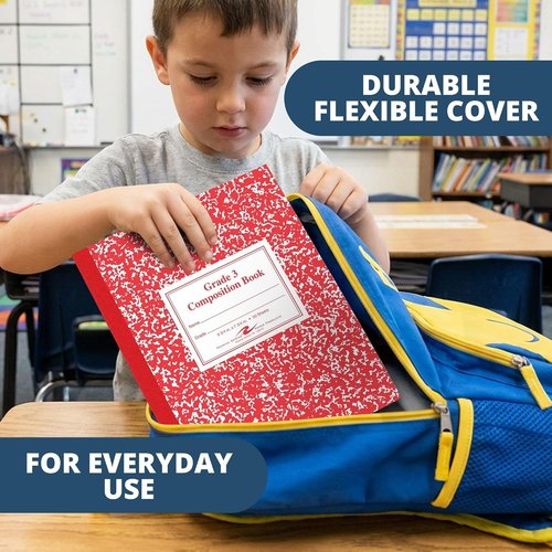 Roaring Spring Composition Book - Grade 3 Ruled, 50 Sheets, 9-3/4 x 7-3/4 Inches, Red