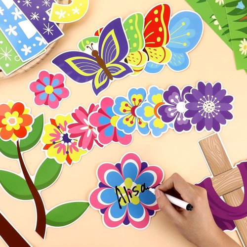Gisgfim Christian Spring Bulletin Board Decoration Set - Religious Flower Tree Cutouts for Easter | Classroom & Home Wall Decor