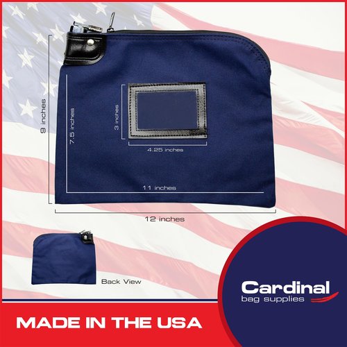 Cardinal bag supplies Locking Bank Bag Canvas Keyed Security, Money Bag, 9 x 12 inches (Navy Blue)