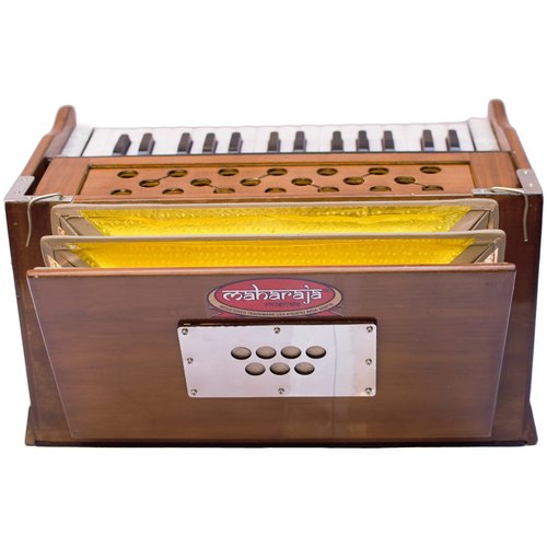 Maharaja Musicals, Portable Harmonium, Model 2024-25 Small, 2 1/4 Octaves Saptak, 3 Fold Bellow, 17x10x10 Inch, Handle, Bag, Kirtan Yoga Companion, Handmade Harmonium Instrument PH1