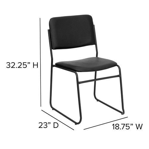 Flash Furniture HERCULES Series 500 lb. Capacity High Density Black Vinyl Stacking Chair with Sled Base