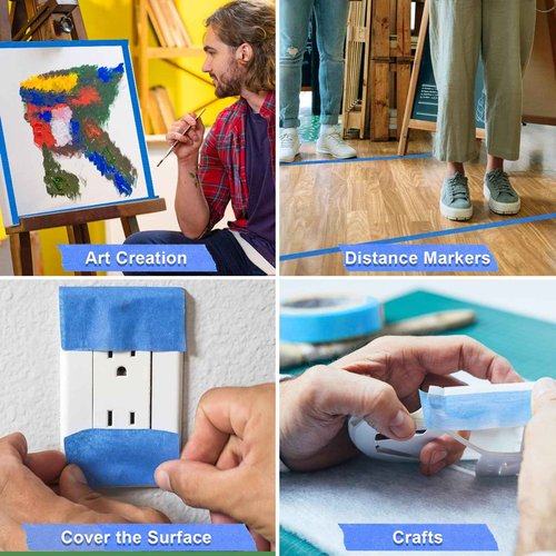 NEOACT 16 Rolls Painters Tape 2 Inch Wide,Multi-Surface No Residue Blue Masking Tape for Walls Painting,Packing,Labeling,DIY Crafts,2 Inch x 55 Yards(880 Yards Total)