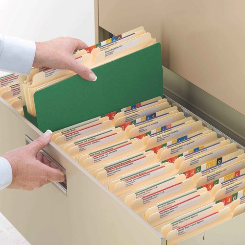 Smead File Pocket, Straight-Cut Tab, 1-3/4" Expansion, Letter Size, Green, 25 per Box (73216)
