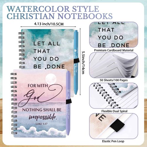 Resurhang 30 Sets / 60 Pcs Christian Christmas Gifts Bulk for Women Christian Notebooks with Bible Verse Pens Prayer Journals Religious Notepad Church Gifts for Men Sunday School Bible Study Supplies