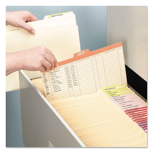 Smead Out Guide Printed Forma Style, 1/5-Cut Tab Center Position, Guide Height, Letter Size, Manila, 100 per Box (51910)