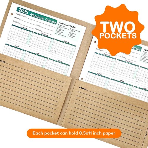 VistaRise Durable Heavy-Duty Multi-Purpose Kraft Paper Record Folders - Two-Pocket, Preprinted to Track Job Progress, Classification, and Storage (9.4" x 11.5", Pack of 25)