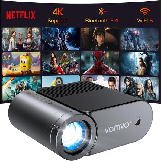 Skiennix Portable WiFi Projector - Native 1080P Mini Movie Projector with HDMI & USB Type-C | Ideal for Home Theater & Camping