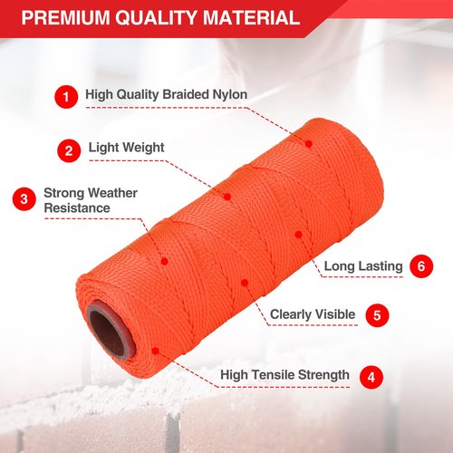Goldblatt Mason Line, 500 Feet #18 Braided Nylon String, Perfect for Gardening or Masonry Tools