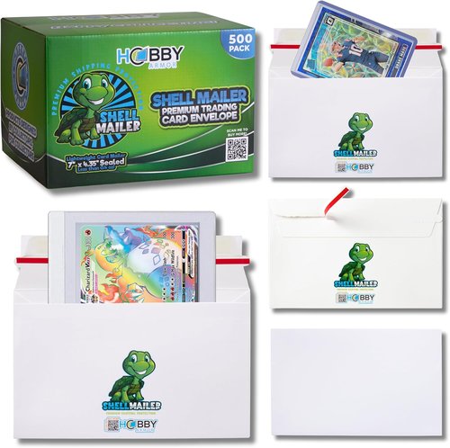 Hobby Armor 500 Pack Shell Mailer Trading Card Envelopes - 7" x 4.35" Perfect for Shipping Semi-Rigid Cards