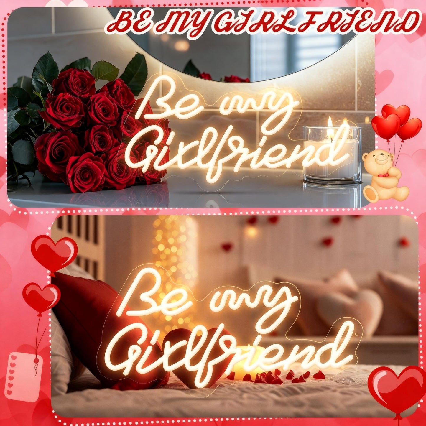 Tujoe Be My Girlfriend Decorations Girlfriend Proposal Neon Sign LED Light Acrylic Letters Surprise Gifts for Proposing Party Romantic Special Night Decor Promposal Dating Ornament