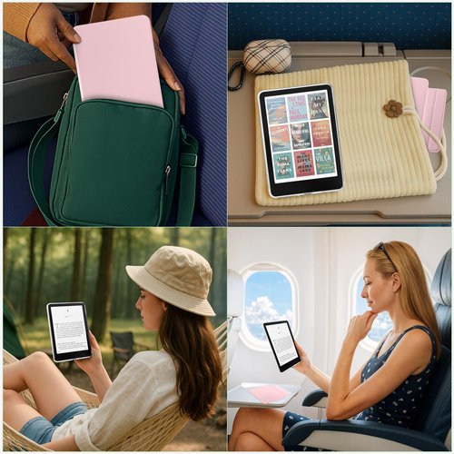 SESENSE Detachable Magnetic Case for 7'' Kindle Paperwhite 12th Gen 2024 and Kindle Colorsoft Signature Edition, Slim PU Shell Cover Case with Auto Wake/Sleep, Pink