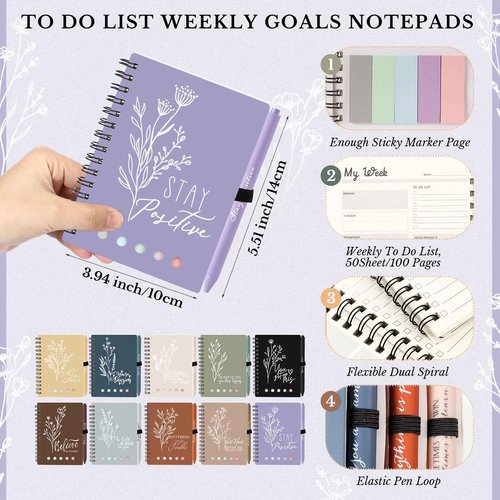 Dispowreath 20 Sets/40 Pcs Employee Appreciation Gifts Bulk A6 Inspirational Journal with Ballpoint Pen and Sticky Note Thank You Notebook for Staff Student Teacher Coworker Christmas(Dark Morandi)
