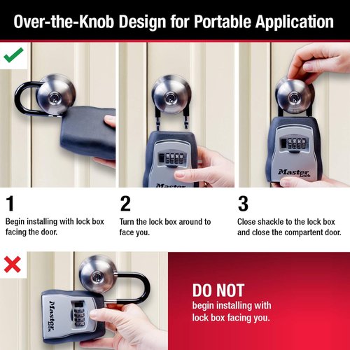 Master Lock Key Lock Box - Portable Outdoor Lockbox with Resettable Code | 5400EC Black