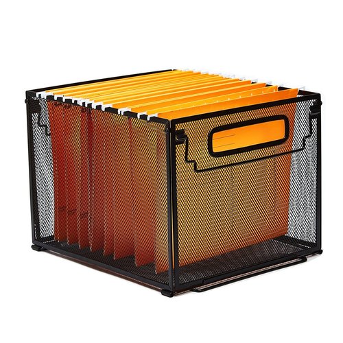 SETTFRFE Letter Size Metal Mesh Hanging File Folder Organizer Crate Basket, Black