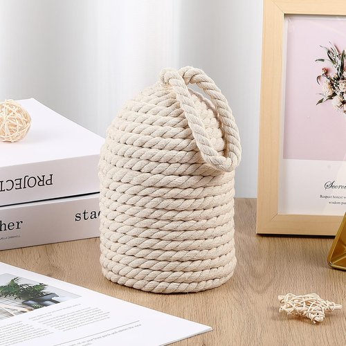 MorningRo Decorative Door Stop Rope Door Stop with Handle 4.72 ''d x 11.42''h 5.4lb Heavy Weight Stoppers for Window Wedge Bookend Home Wedge to Keep Open (White,2 Pcs)