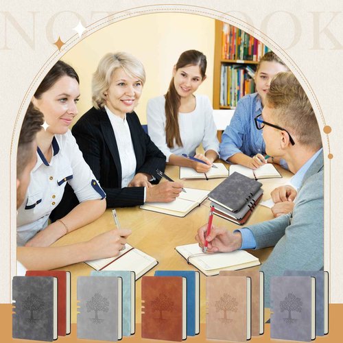 Eaasty 20 Pack A6 PU Leather Journal Notebooks Mini Pocket Notebook Bulk Tree Journal Small Lined Notepad Employee Appreciation Gifts Bulk for Work Travel School Office, 5.5 x 3.9 Inch(Morandi)