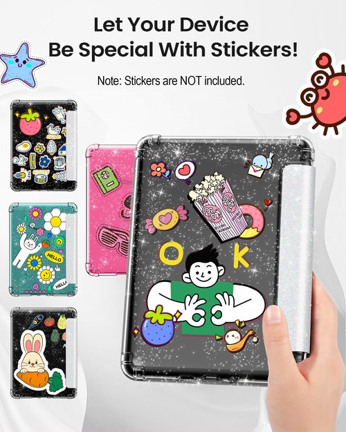 MoKo Case for All-New 7" Kindle Paperwhite 2024 12th Gen&Kindle Colorsoft Signature Edition 2024,Ultra Clear Soft Flexible Glitter TPU Back Cover Light Shell with Auto Wake/Sleep, Glitter White