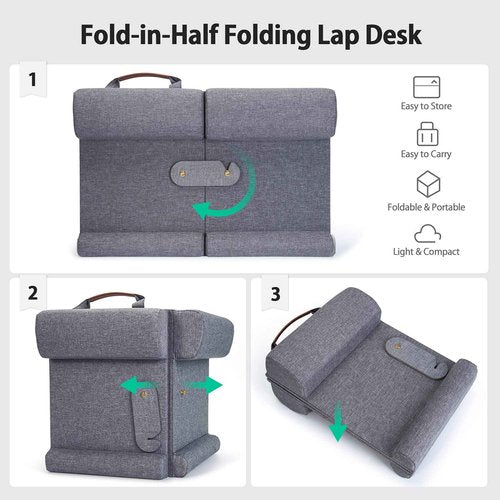 Lap Desk - Fits up to 15.6 inch Laptop Desk, Built in Mouse Pad Portable Lap Stand Lightweight Laptop Table with Phone Holder, Lap Desk Stand for Bed Sofa Home Office, Grey