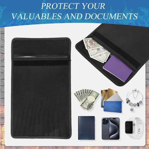 Fullhawl 2 Pack Fireproof File Box and Fireproof Document Bag Set Large Document Box with Lock Waterproof Fire Resistant File Organizer for Cash Certificates Laptop Passports and Valuables
