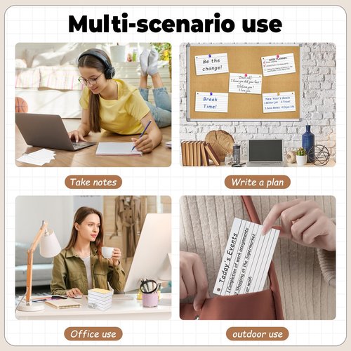 500PCS White Index Cards, 3x5 Inches Flash Cards with Ring, Lined on Both Side Notecards Ruled Study Card Flashcards Heavy Note Cards for Studying, Learning, School, College