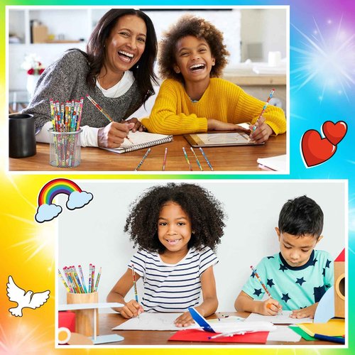 Frienda 200 Pcs Bulk Jesus Loves Me Pencils for Kids Assorted Religious Christian Pencils with Eraser Sunday School Church Gifts Butterfly Rainbow Dove Heart Fish Pen for Easter Party School Favor