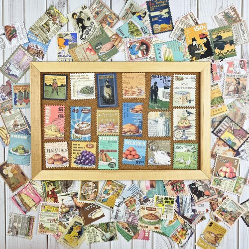 Prstincol Scrapbooking Stickers - 100 Vintage Food & Retro Poster Stickers for Journaling | Ideal for Water Bottles & Laptops