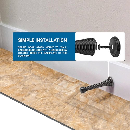 Rok Hardware Flexi Spring Door Stop - Heavy Duty Oil-Rubbed Bronze Finish | 2 Pack, 3" (76mm) Bumper Guards