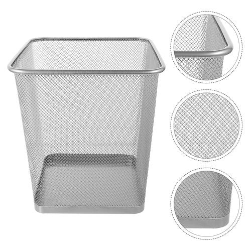 PRETYZOOM Mesh Wastebasket, Metal Wire Rectangular Trash can for Office Home, Small Garbage Can, 20x20x25cm
