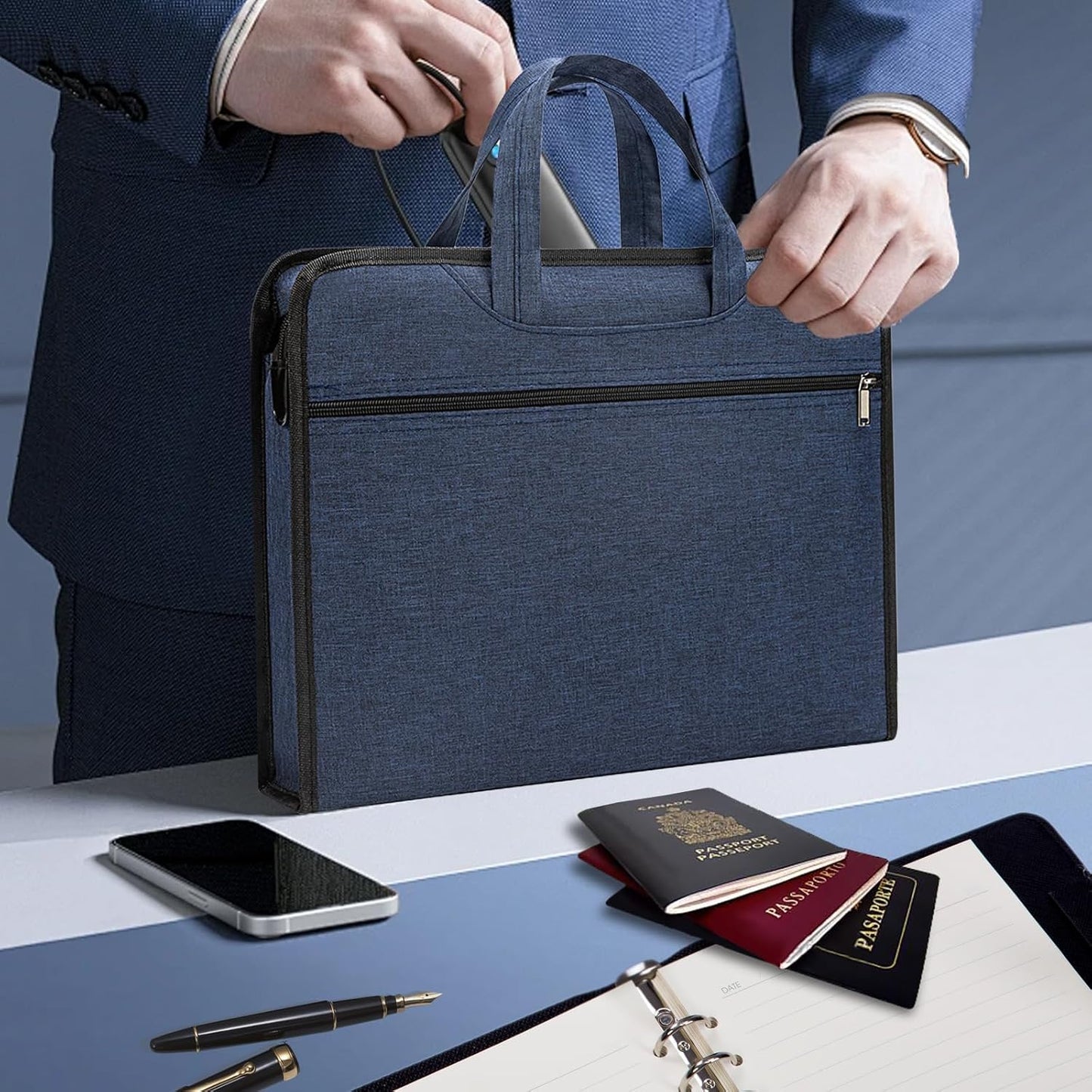 Skiennix Document Bag - Portable Waterproof Zippered Office Organizer for Laptop & Files | Carrying Pouch
