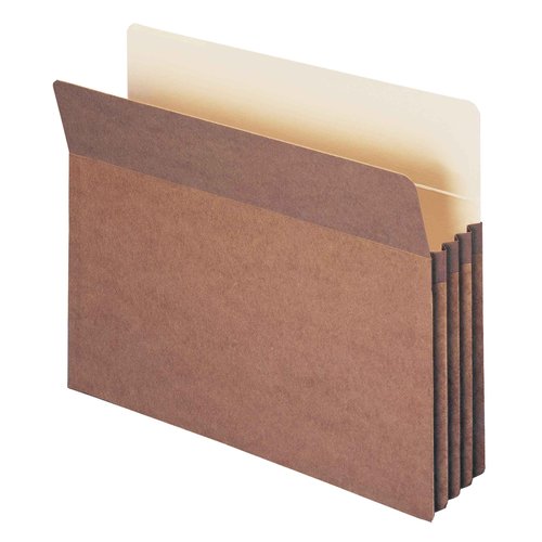 Smead 100% Recycled File Pocket, Straight-Cut Tab, 3-1/2" Expansion, Letter Size, Redrope, 25 per Box (73205)