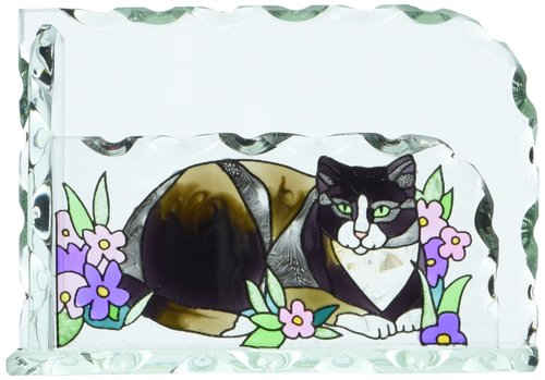 Joan Baker Designs Tiffany Cat Art Glass Business Card Holder