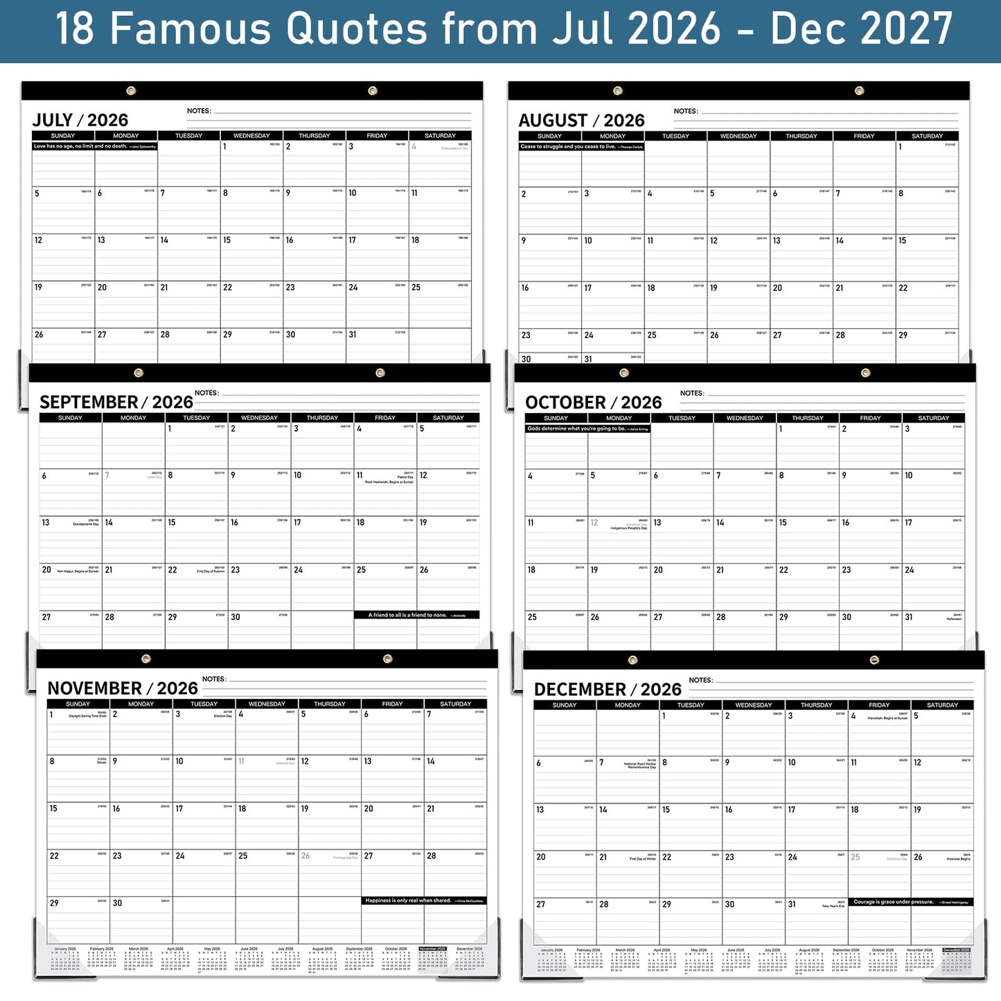 Desk Calendar 2026-2027 - JUL. 2026 - DEC 2027, 18 Months Large Desk Calendar 2026-2027, 17" x 12", Desk Pad, Large Ruled Blocks, to-do List & Notes, Best Desk/Wall Calendar for Planning or Organizing