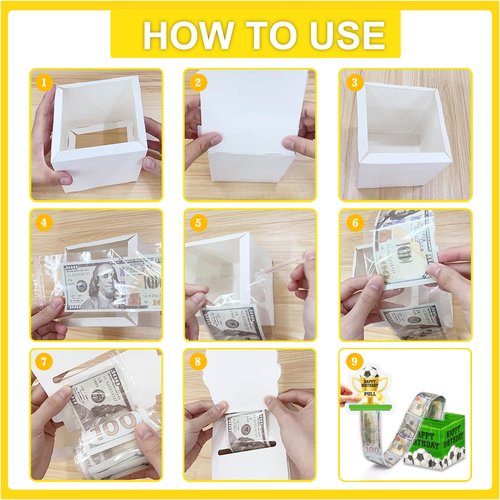 Soccer Ball Birthday Money Box for Cash Pull, Happy Birthday Boxes Gifts for Money Pull Out Card, 50Pcs Transparent Bags