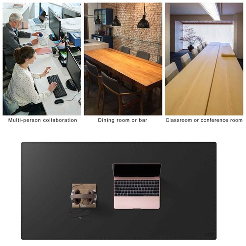 Cacoy 63x31.5 Inch Extra Large Desk Mat, PU Leather Desk Blotter Pad Protector, XXL Gaming Keyboard Mouse Pad for Computer, Waterproof Office Table Cover, Leather Desktop Mat for Home & Work, Black