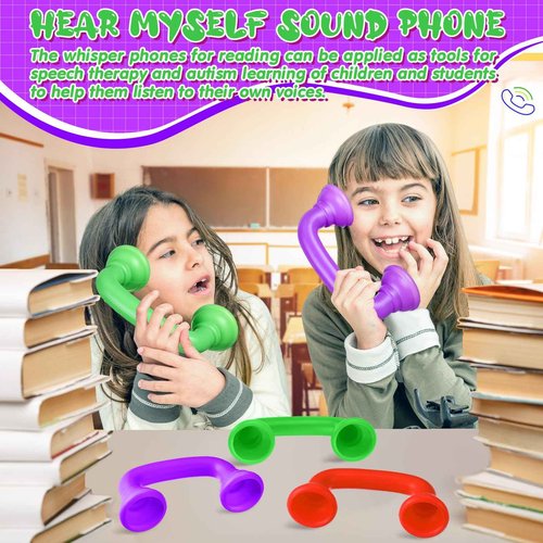 Shappy 72 Pcs Whisper Reading Phones Bulk for Classroom Dyslexia Auditory Feedback Whisper Manipulatives Phone for Preschool Children Accelerates Reading Fluency and Pronunciation Toy Tool Supplies