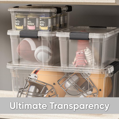 Superio Clear Plastic Storage Bin with Lid,Non-Toxic, BPA Free, Odor Free, Organizer Storage Box, Stackable Plastic Tote for Home, Garage, School, and Office (11 Quart, 3 Pack)