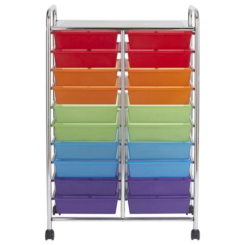 ECR4Kids 20-Drawer Mobile Organizer, Storage Cart, Assorted