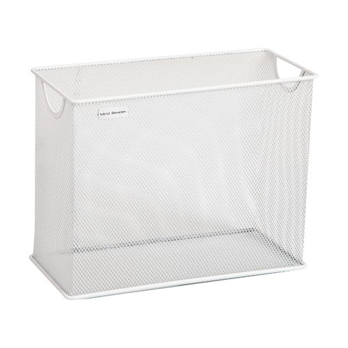 Mind Reader Vertical File Storage, Desktop Organizer, Hanging Files, Office, Metal Mesh, 12.25" L x 5.5" W x 10" H, White