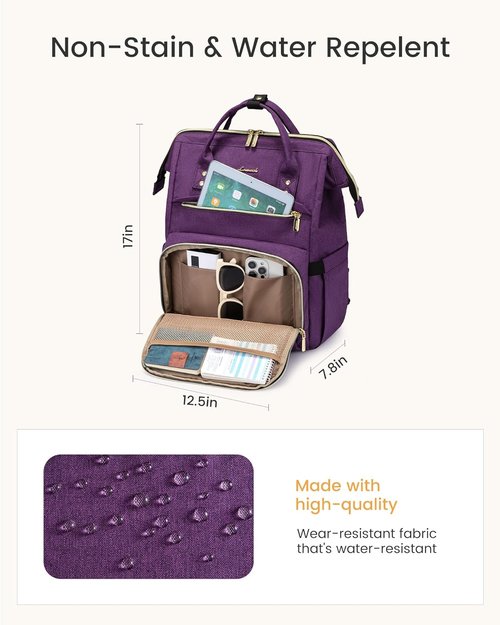 LOVEVOOK Laptop Backpack - Waterproof 17-Inch Travel Bag with Tumbler Holder | Bean Green