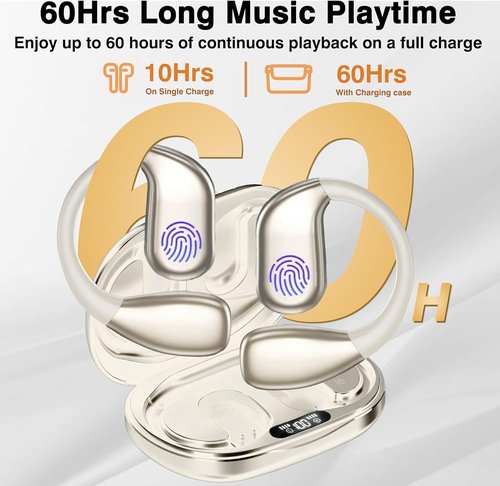 Merryking AI Language Translation Earbuds - Real-Time Translator for 169 Languages | HD Sound & Long Battery Life, Beige