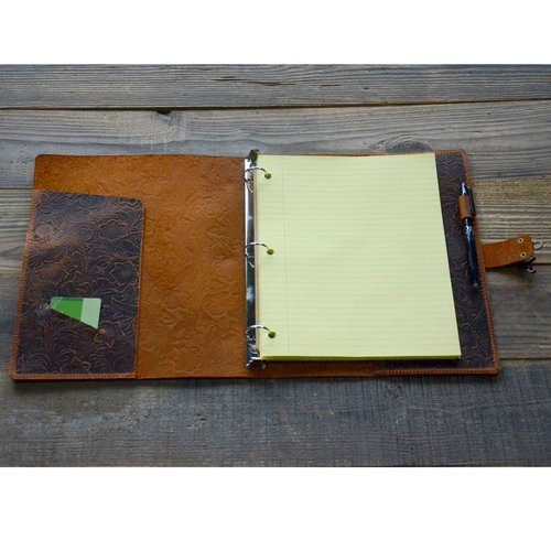JJNUSA Leather A4 3 Ring 8.5" x 11" Binder Organizer Holder Writing Portfolio Multi Document Case with Removable Binder
