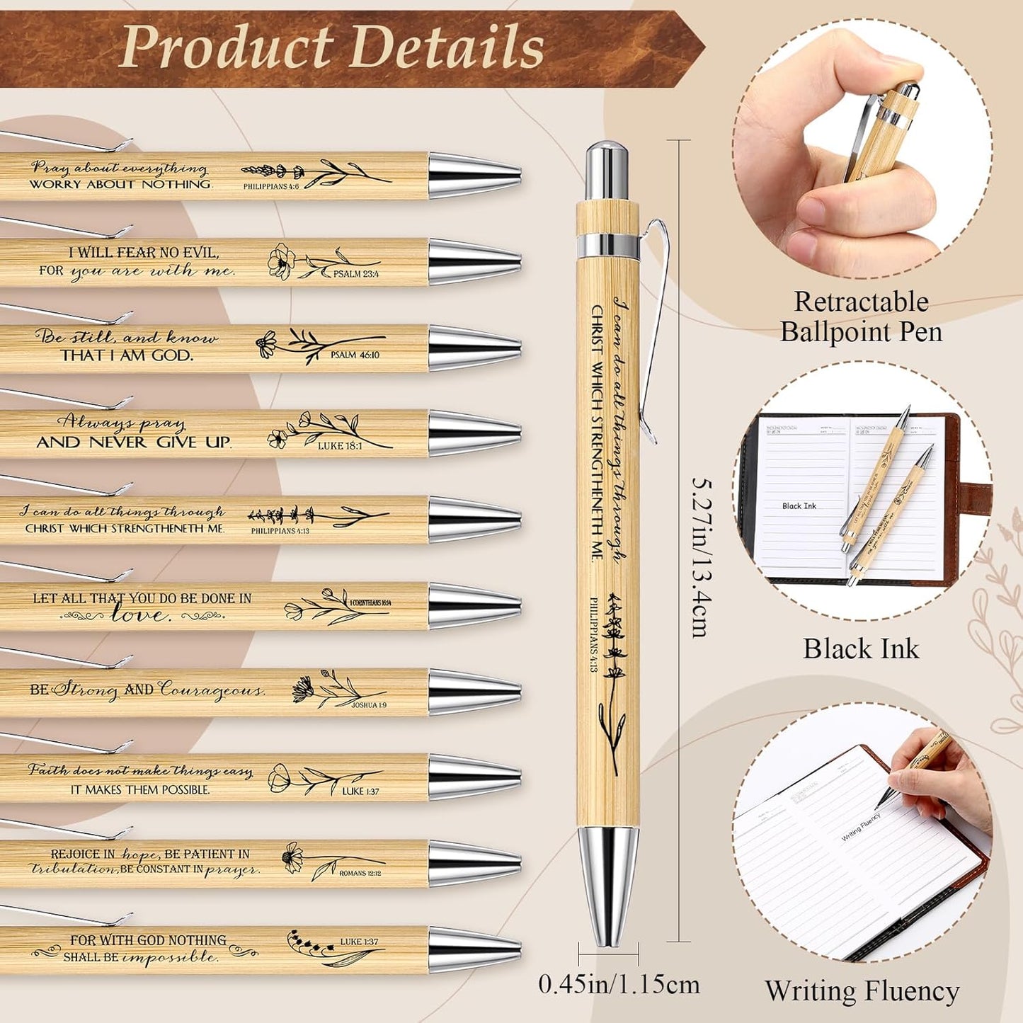 Spakon 100 Pcs Leather Prayer Journals - Inspirational Christian Gifts with Bible Verse Pens for Easter