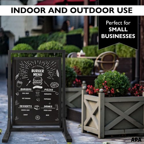 Ilyapa Rustic Double-Sided Chalkboard Sign - Black Magnetic A-Frame Menu Board for Sidewalks