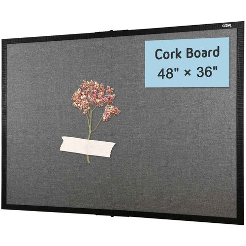 Gideal Large Bulletin Board 36 x 48, Cork Boards for Walls, Black Wood Framed Corkboards with Grey Fabric, Foldable Cork Board for Office, Home & School, Wall Mounted Notice Pin Display Board