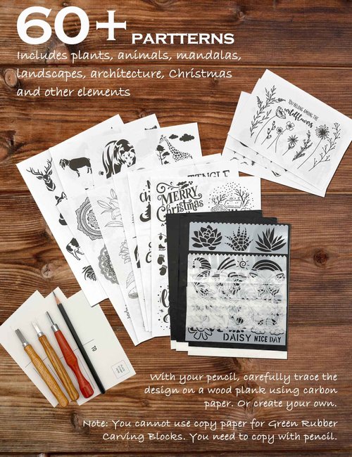 Xenolog Deluxe Block Printing kit - Premium lino Cutters, Linoleum Blocks for printmaking, Includes Printing Ink in 4 Colors, Brayer, baren, Basswood, Transfer Paper, Stencils, and Guide - Ideal Gift