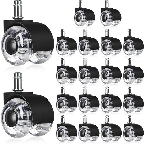 BBTO 20 Pcs Office Chair Wheels Replacement Bulk 2 Inch Swivel Heavy Duty Caster Wheels Rolling Desk Chair Casters Quiet for Hardwood Floors and Carpets, Easy Installation and Universal Fit